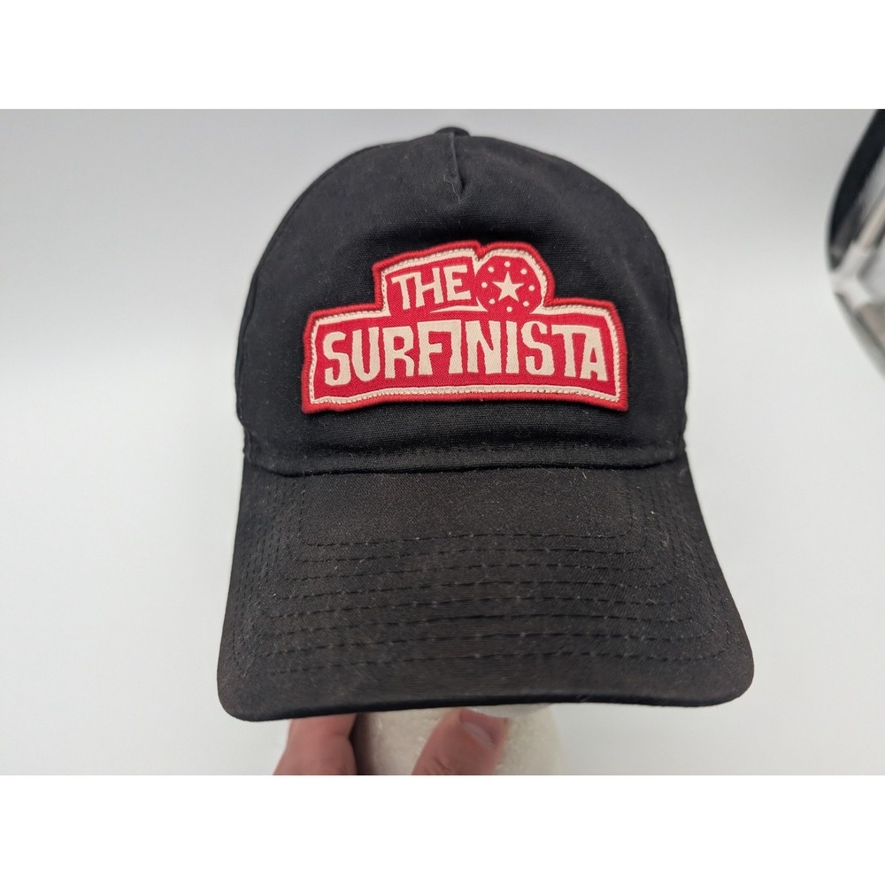 The Surfinista Snapback Hat Black Red White Logo Patch Adjustable Cap Pukka